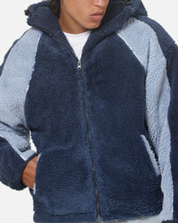 Carre Cream Sherpa Hood Zip Jacket Navy