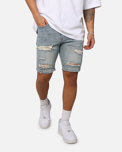 Saint Morta Destroyer Distressed Shorts Vintage Blue