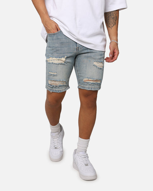 Saint Morta Destroyer Distressed Shorts Vintage Blue