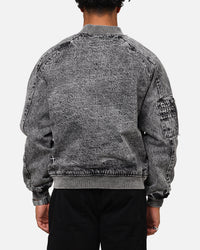 Saint Morta Flight Denim Jacket Black Stonewash