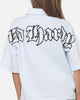 Ed Hardy Ghost Tattoo Button Up Shirt Blue Pinstripe