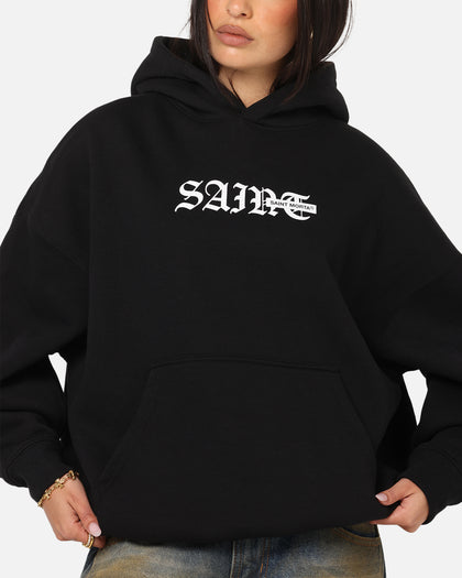 Saint Morta Gothic Stack Boxy Hoodie Black