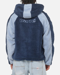 Carre Cream Sherpa Hood Zip Jacket Navy