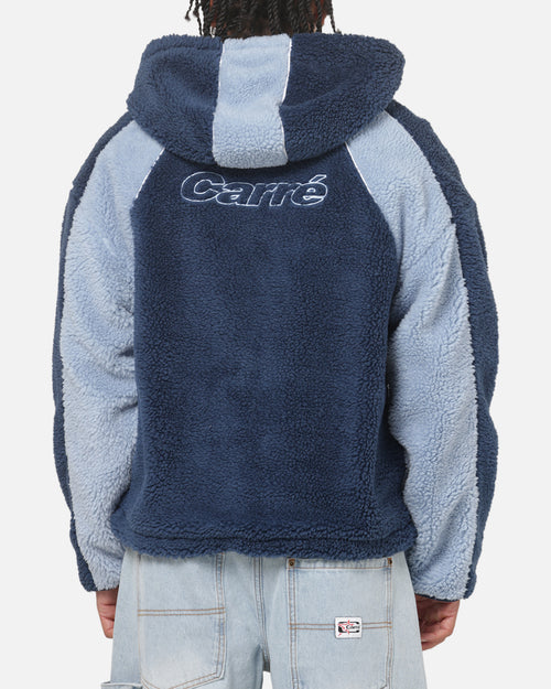 Carre Cream Sherpa Hood Zip Jacket Navy