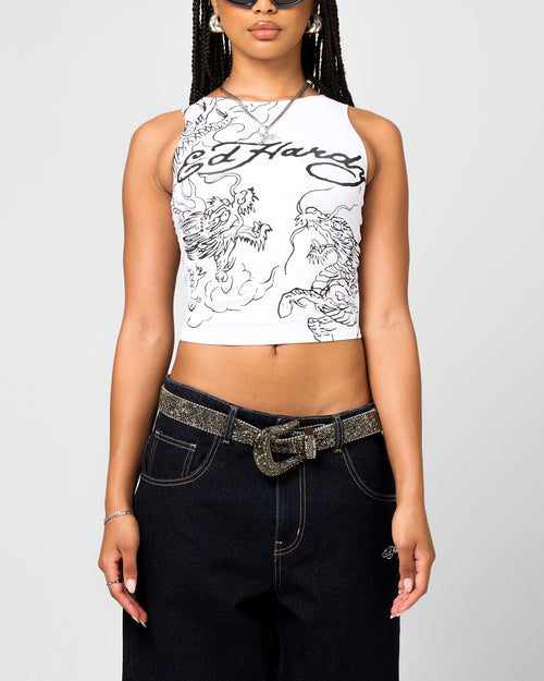 Ed Hardy Women's Dragon Tank White
