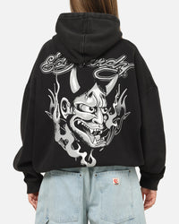 Ed Hardy Double Horns Hoodie Black Acidwash