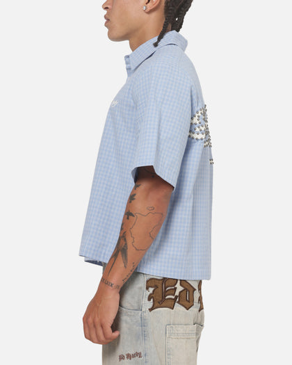 Ed Hardy Vandal Button Up Shirt Blue Check