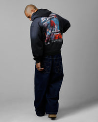 Loiter Speed Vintage Zip Up Hoodie Washed Black