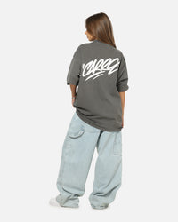 Carre Tag Mock Neck T-Shirt Black Acidwash