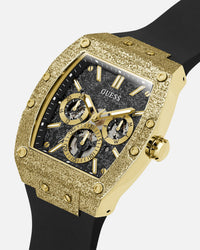 Guess Mainline Phoenix Frost Gold And Black Silicone Bracelet Watch Black/Gold