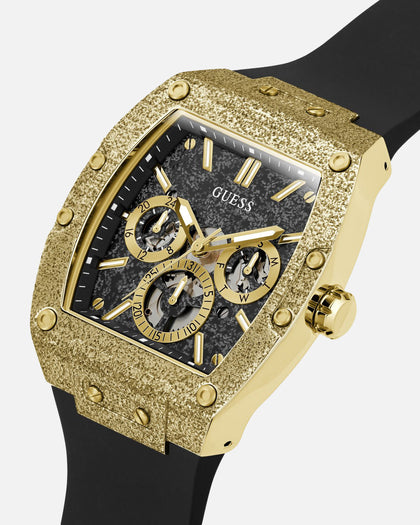 Guess Mainline Phoenix Frost Gold And Black Silicone Bracelet Watch Black/Gold