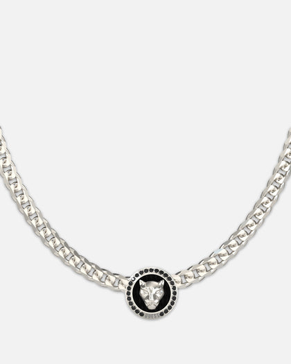 Guess Mainline Panther 21" Crystal Silver Necklace Silver