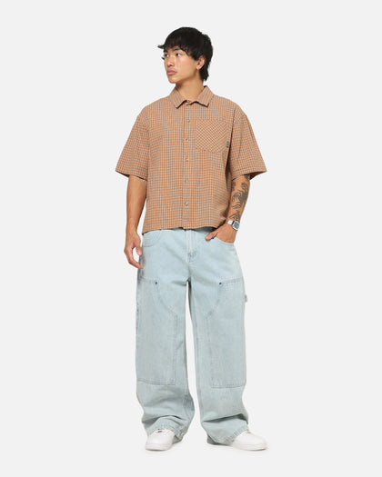 Carre Grid Button Up Shirt Brown-Plaid