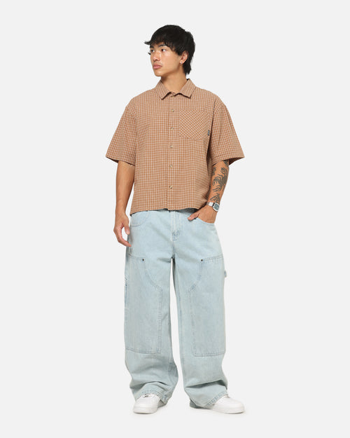 Carre Grid Button Up Shirt Brown-Plaid