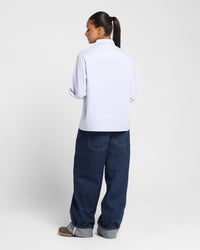 Loiter Chopper Long Sleeve Shirt Blue/White