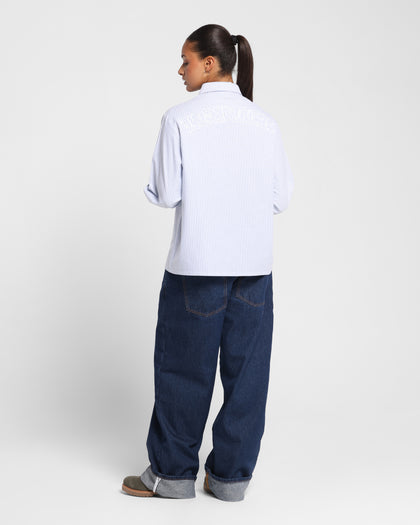 Loiter Chopper Long Sleeve Shirt Blue/White