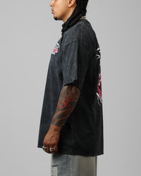 Loiter Cherry Pick Drop T-Shirt Black Acidwash