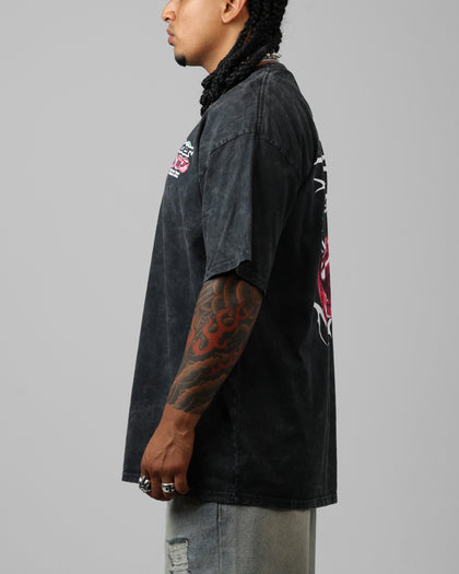 Loiter Cherry Pick Drop T-Shirt Black Acidwash