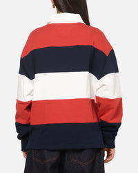 Tommy Jeans Relaxed Badge Stripe Rugby Shirt Navy