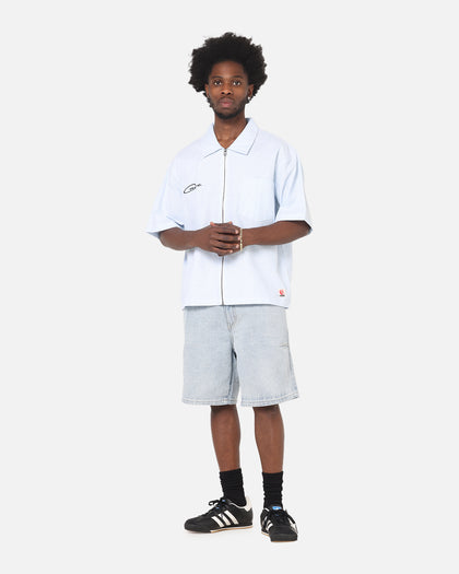 Carre Oxford Stripe Zip Up Shirt Blue/White Stripe