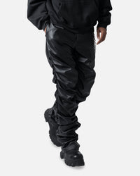 MNML Stacked Leather Pants Black