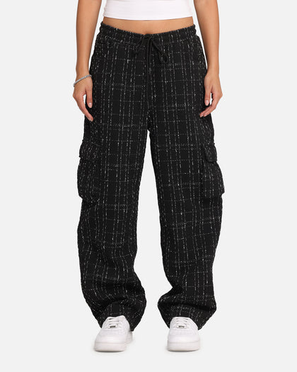XXIII Boucle Tweed Cargo Pants Black