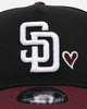 New Era San Diego Padres 'Burgundy Hearts' 9FORTY A-Frame Snapback Black/Maroon