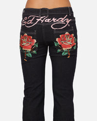 Ed Hardy Women's Rose Bootcut Jeans Raw Indigo