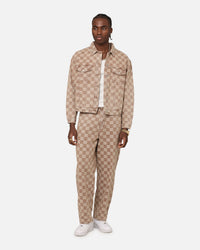 XXIII Checker Board Trucker Jacket Tan