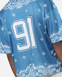 Criminal Damage Paisley Mesh Top Blue/White