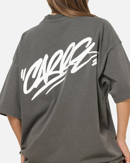Carre Tag Mock Neck T-Shirt Black Acidwash