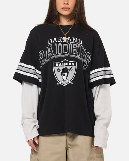Mitchell & Ness Oakland Raiders Waffle Mock Layer Long Sleeve T-Shirt Black