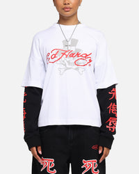 Ed Hardy Skull Layered Long Sleeve T-Shirt White