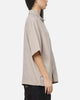 Carre Grid Short Sleeve Button Up Shirt Ecru Check