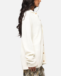XXIII Zyair Knit Rib Long Sleeve Button Up Shirt Cream