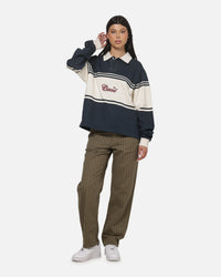 Carre Varsity Long Sleeve Polo Shirt Vintage Navy