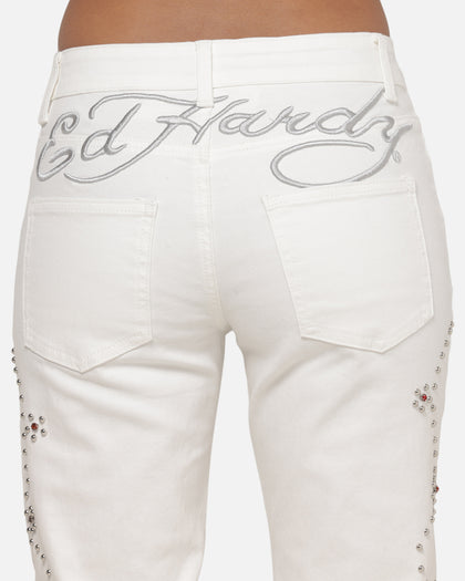 Ed Hardy Women's Jewelled Jeans White