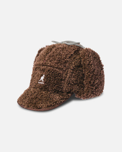 Kangol Faux Shearling Utility Flap Cap Brown