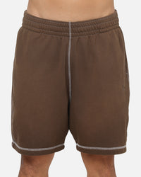 New Era Acid Wash Fleece Shorts Brown