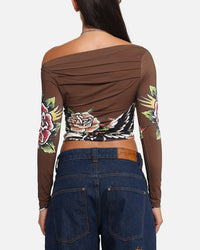 Ed Hardy Women's Eagle Long Sleeve T-Shirt Brown