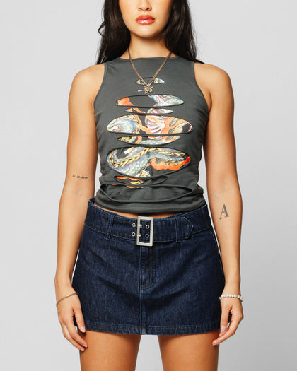 Ed Hardy Women's Ripped Dragon Tank Black