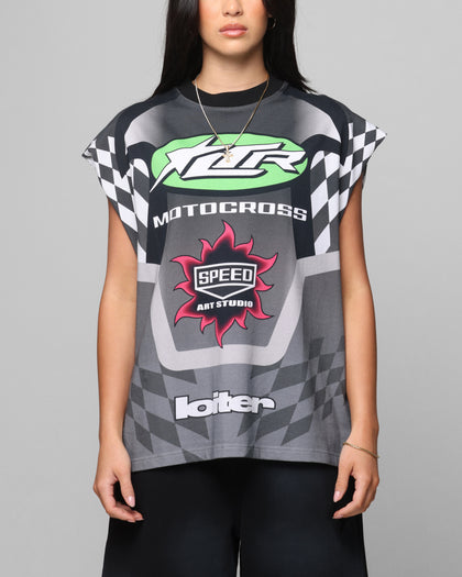 Loiter Motorsport Muscle T-Shirt Grey/Multi-Coloured