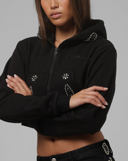 Loiter Women's Rodeo Cropped Zip Hoodie Black