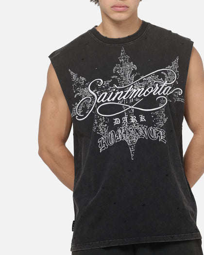 Saint Morta Devotion Oversized Muscle T-Shirt Washed Black
