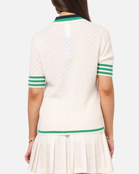 Adidas Women's Originals Knit Polo T-Shirt Chalk White