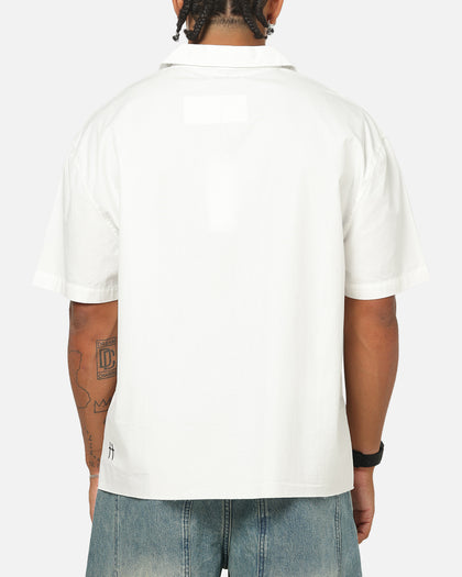 Saint Morta Raw Cut Twill Button Up Shirt Off White