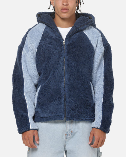 Carre Cream Sherpa Hood Zip Jacket Navy