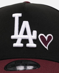 New Era Los Angeles Dodgers 'Burgundy Hearts' 9FORTY A-Frame Snapback Black/Maroon