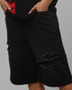 Loiter Distressed Jorts Black