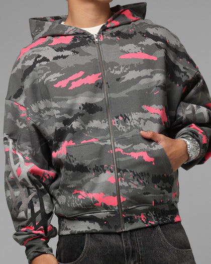 Loiter Hybrid Patch Zip Hoodie Black Camo